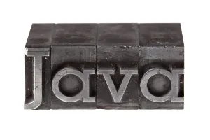 Southeast Asia Studio Photo Drucke: Old lead letters forming the word 'Java' Old lead letters forming the word 'Java'