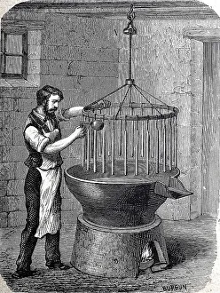 Alter Method der Kerzenherstellung, Kerzenschneider