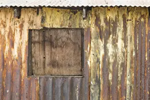 Deserted City Street Scene Drucke: Old rusty sheet metal abstract background texture
