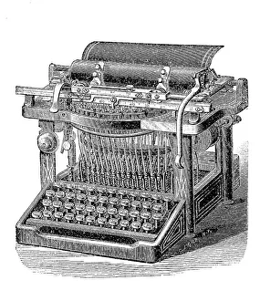 Old Typewriter Drucke: Old typewriter machine, old typewriter