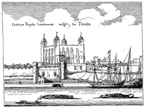 UNESCO World Heritage Site Illustration Drucke: Old view of the Tower of London