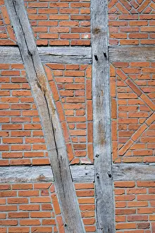 Deserted Construction Sites Drucke: Old wall made of brown half-timbered