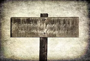 Empty Deserted Places Drucke: Old weathered rectangular blank sign on a grunge background