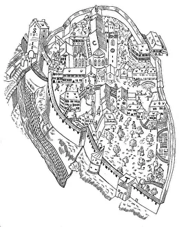 Central European Historical Sites Drucke: The oldest view of the monastery of St