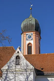 German Federal Republic Architecture Drucke: Onion tower with clock of the rococo church St