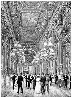 Vintage Engraved Illustration Art Drucke: Opera, the focus of the public
