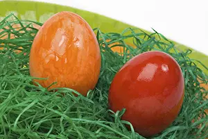 Easter Egg Symbolism Drucke: Orange and red painted Easter egg