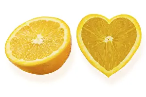 Fresh Citrus Fruits Drucke: Oranges, heart-shaped