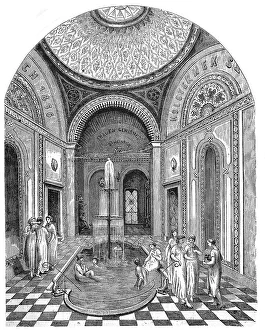 Digitally Restored Painting Reproduction Drucke: Oriental Baths in Budapest, Spa