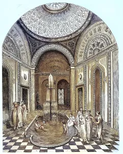 Digitally Restored Painting Reproduction Drucke: Oriental Baths in Budapest, Spa