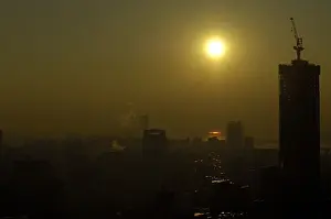 Japanese Urban Environment Drucke: Osaka skyline at sunset