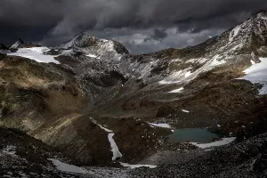 Moody Mountain Atmosphere Drucke: Otztal mountains with dramatic sky