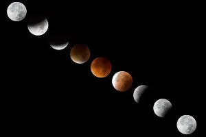 Blood Moon Eclipse Drucke: Phases of the lunar eclipse with Blood Moon and Super moon