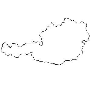 International Border Cutting Tool Drucke: Outline, map of Austria