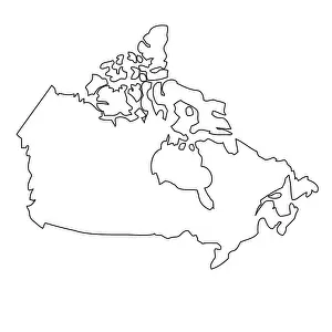 Drucke von Ein detailliertes Reliefkartenbild von Kanada, das die geografischen Merkmale des Landes in einem klaren und einfachen Design darstellt Karte Drucke: Karte Kanadas in Konturform