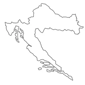 Drucke von Umfassung, Karte von Kroatien Karte Drucke: Kroatisches Grundriss, Karte von Kroatien.