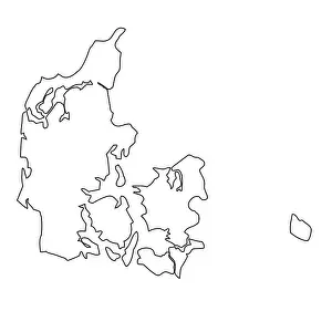 Drucke von Umschlag, Karte von Dänemark Karte Drucke: Übersicht, Karte von Dänemark.