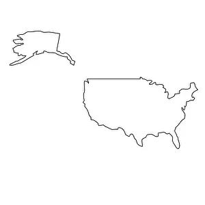 World Map Illustration Drucke: Outline, map of the USA