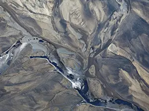 Icelandic Countryside Aerials Drucke: Overgrown river landscape, Eldhraun