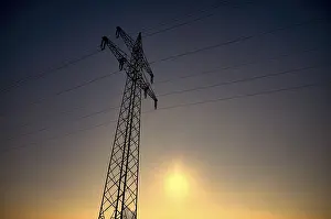 Southern Germany Evening Sky Drucke: Overhead line electricity pylon