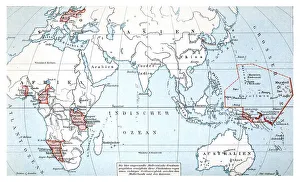 Old World Map Illustration Drucke: Overview of the German colonies