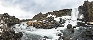 Thingvellir National Park Drucke: Oxararfoss Waterfall
