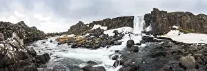 Thingvellir National Park Drucke: Oxararfoss Waterfall