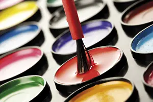 Watercolor Painting Drucke: Paintbox and paintbrush