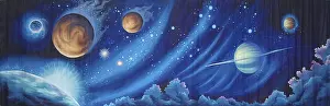 Astronomy Art Drucke: Painted backdrop of space bodies