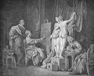 Copper Engraving Artist Drucke: The painter and his two models