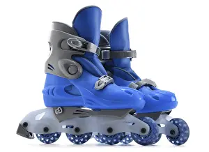 Athletic Wear Drucke: A pair of inline skates isolated on white background
