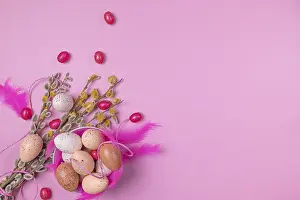 Christian Tradition Drucke: Palm catkin with Easter decoration