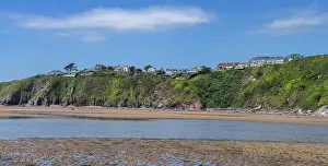 Panoramic Rock Formation Drucke: Panorama of Cliffs and rocks by the Bantham Beach