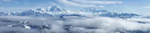 Cloudy Mountain Range View Drucke: Panorama, clouds over high mountains