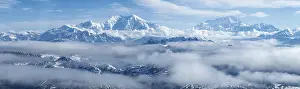 Cloudy Mountain Range View Drucke: Panorama, clouds over high mountains