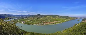 Lower Austria Panorama Drucke: Panorama of Danube section with Durnstein