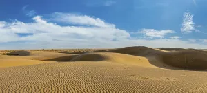 Dramatic Clouds Landscape Drucke: Panorama of dunes landscape with dramatic clouds in Thar Desert