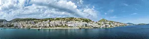 Panorama View Europe Drucke: Panorama of Saranda from a drone