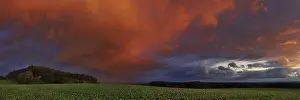 Deserted Evening Sky Drucke: Panorama of storm clouds in the sunset