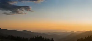 Misty Mood In The Mountains Drucke: Panorama, sunset in the mountains