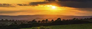 Panoramic View From Above Drucke: Panorama of Sunset over Torquay Fields