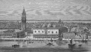 Ponte Della Paglia Bridge Drucke: Panorama of Venice with Library