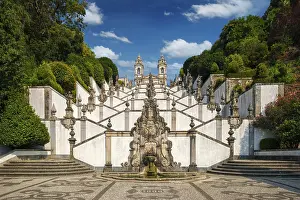 Panoramic View Drucke: Panoramic composition of the baroque steps at Bom Jesus do Monte