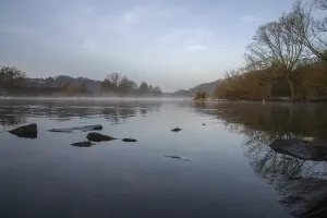 North Rhine Westphalia Landscape Drucke: Panoramic image of Ruhr river close to Schwerte