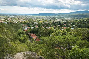 Overcast Sky In Europe Drucke: Panoramic view over Baden under a cloudy sky