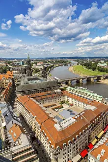 East Germany Townscapes Drucke: Panoramic view of Dresden and the river Elbe