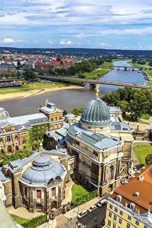 East Germany Townscapes Drucke: Panoramic view of Dresden and the river Elbe