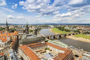 European City Portrait Drucke: Panoramic view of Dresden and the river Elbe