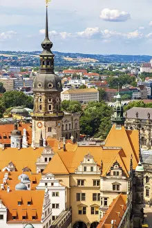Central Europe Scenic View Drucke: Panoramic view of Dresden and the river Elbe