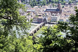 Central Europe Travel Destination Drucke: Panoramic view of Heidelberg